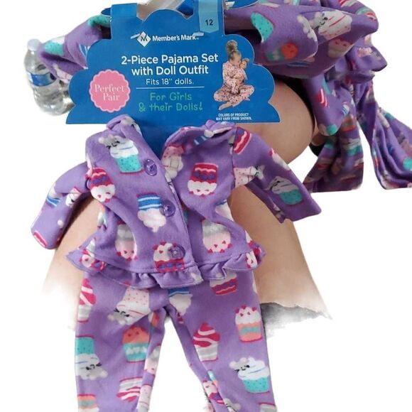 NWT MEMBERS MARK 2 PIECE PAJAMA SET WITH DOLL OUTFIT - Picture 2 of 6